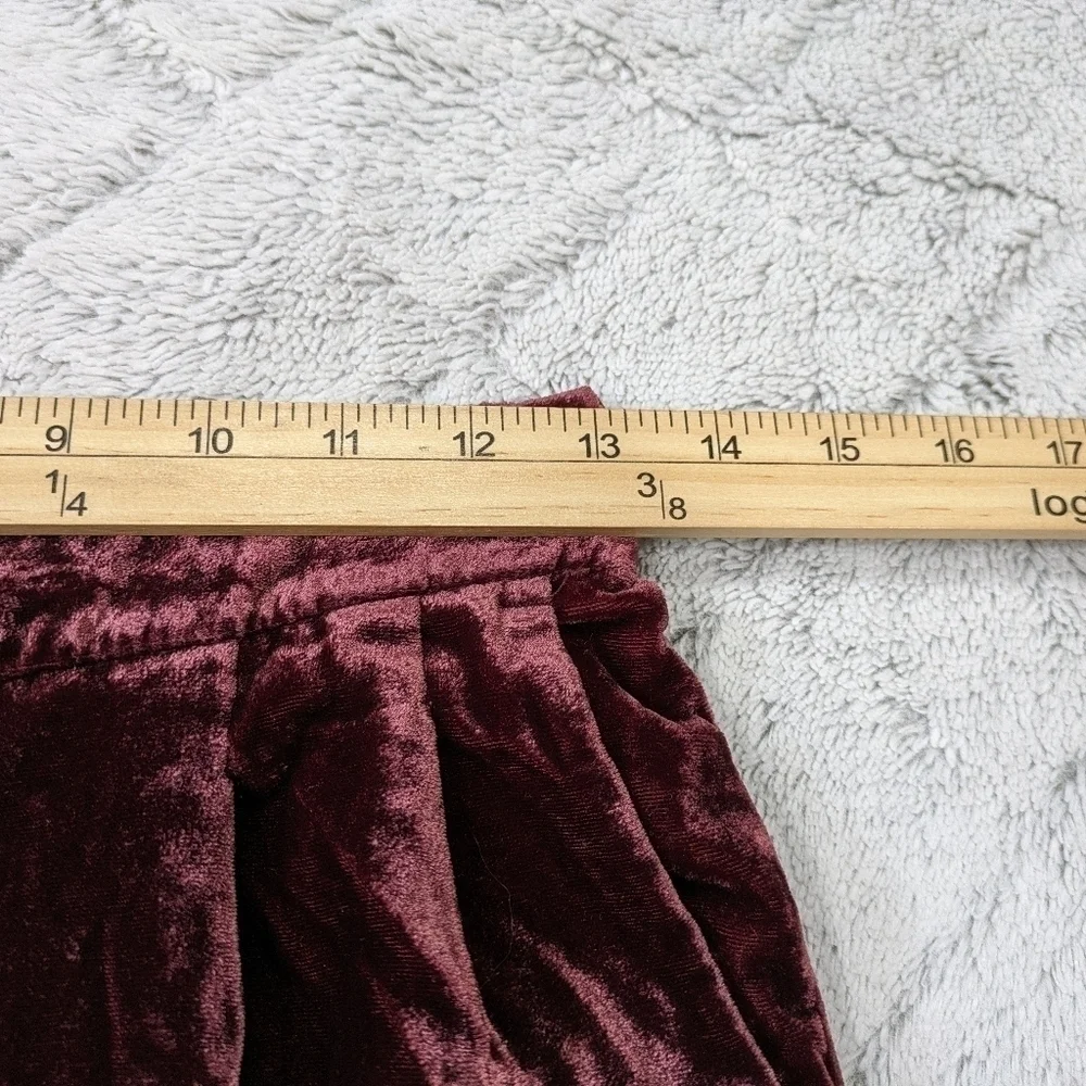 Madewell Pants Women's S Red Velvet Tapered Pleat Pull-On Relaxed High-Rise